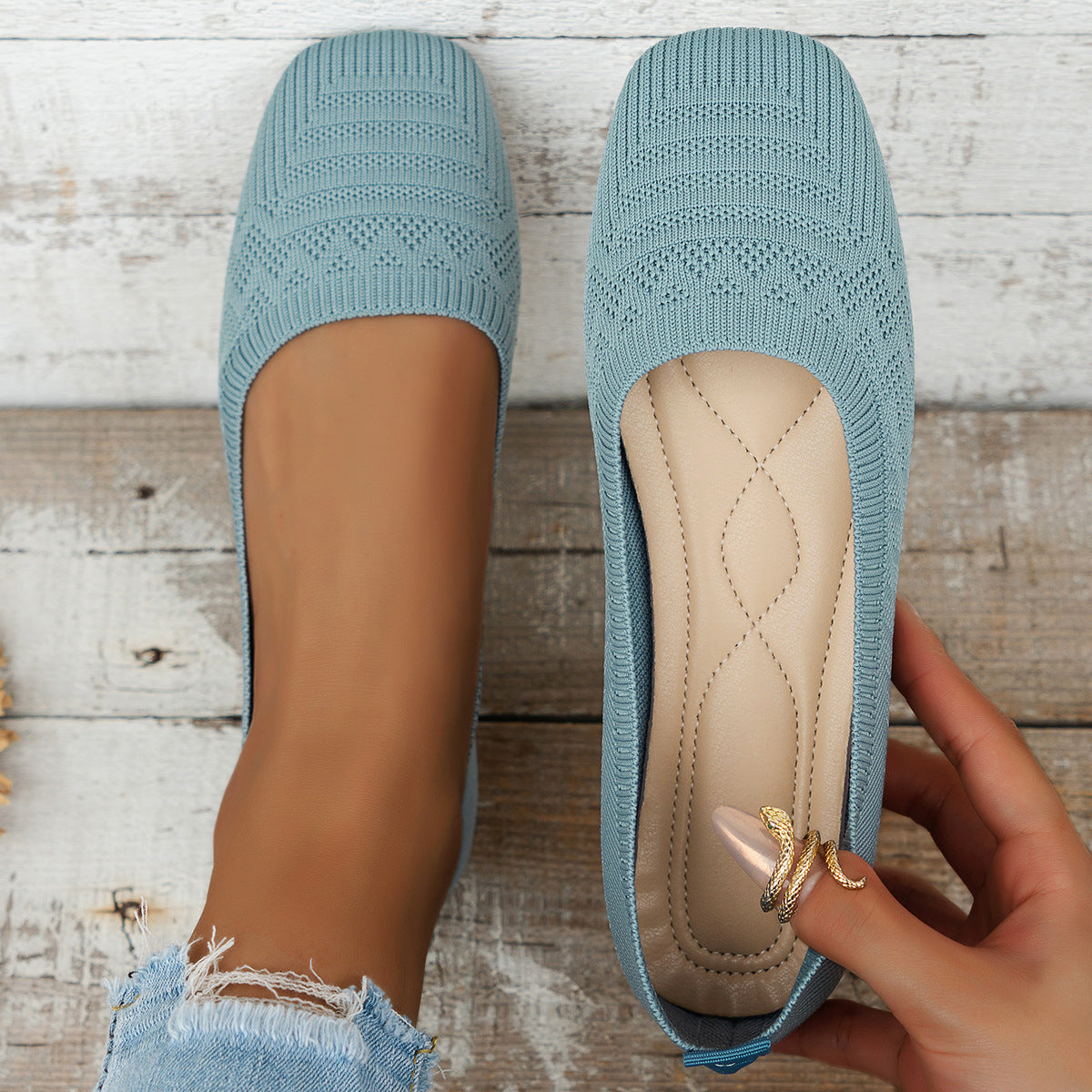 Women’s Knitted Slip-On Shoes | Plus Size Breathable Sneakers FitiqueFit