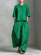 Three-Quarter Sleeve Shirt & Loose Trousers Two-Piece Set FitiqueFit