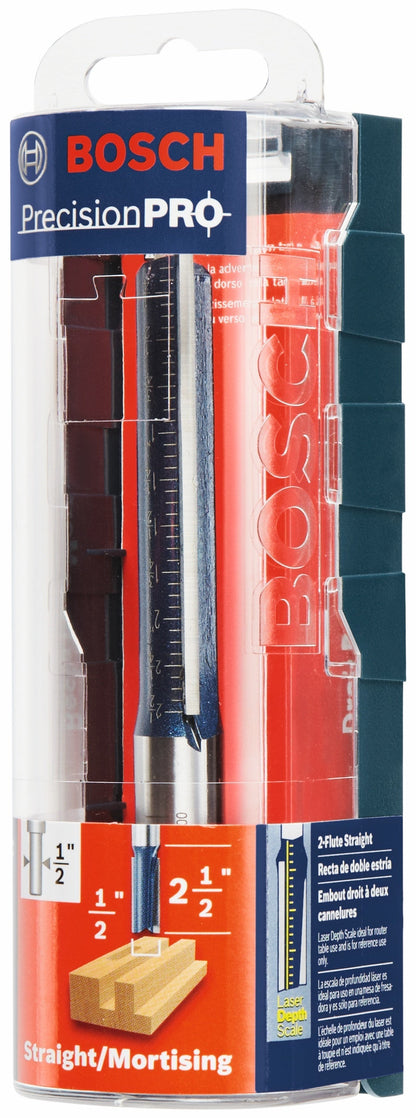 BOSCH 85252MC 1/2 In. x 2-1/2 In. Carbide-Tipped Double-Flute Straight Router Bit VM Hardware