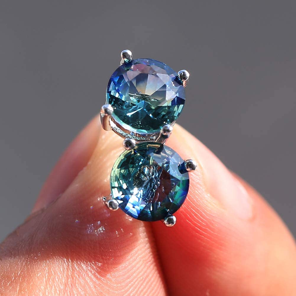 Sterling Silver Earrings, 925 Earrings, Color Earrings, Multi-Color Anti-Allergy, 678 Mm Round Single Gem Earrings, Suitable for Women And NovaCart