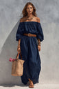 Women's Boat-Neck Sleeveless Cotton-Linen Maxi Dress FitiqueFit