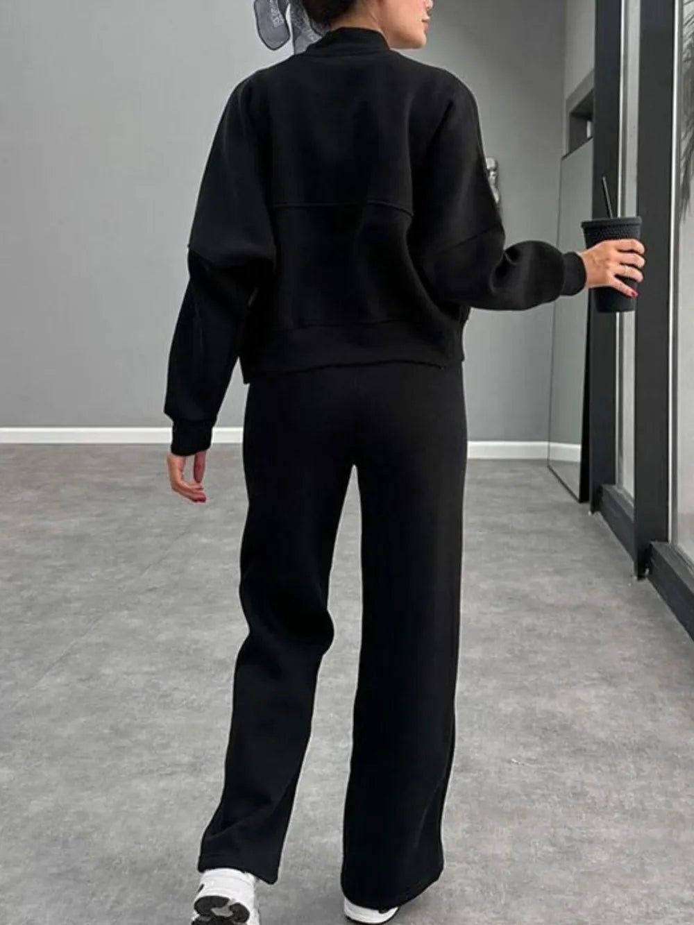Baseball Collar Zip Up Outerwear and Drawstring Pants Set New Era Fashion LLc