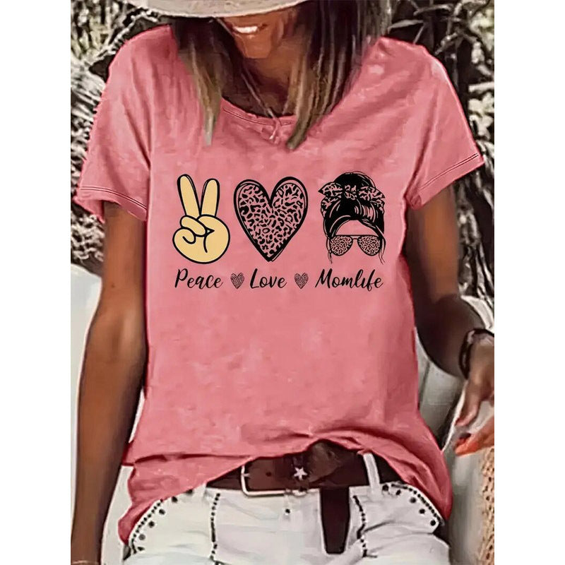 Round Neck Graphic Short Sleeve T-Shirt FitiqueFit