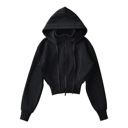 European And American Style Fleece-lined Waist Stand Collar Detachable Hooded Zipper Sweatshirt See size chart under “more details” The Fashion Celestial