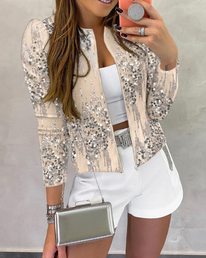 Women’s Sequined Zip-Up Jacket FitiqueFit