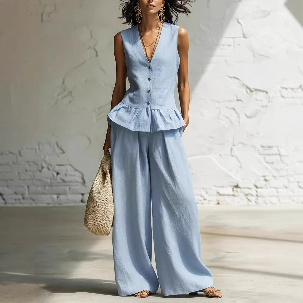 Women's Bohemian Ruffled Sleeveless Tank & Pants Set FitiqueFit