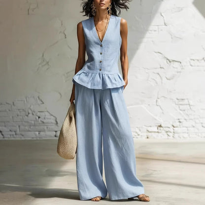 Women's Bohemian Ruffled Sleeveless Tank & Pants Set FitiqueFit