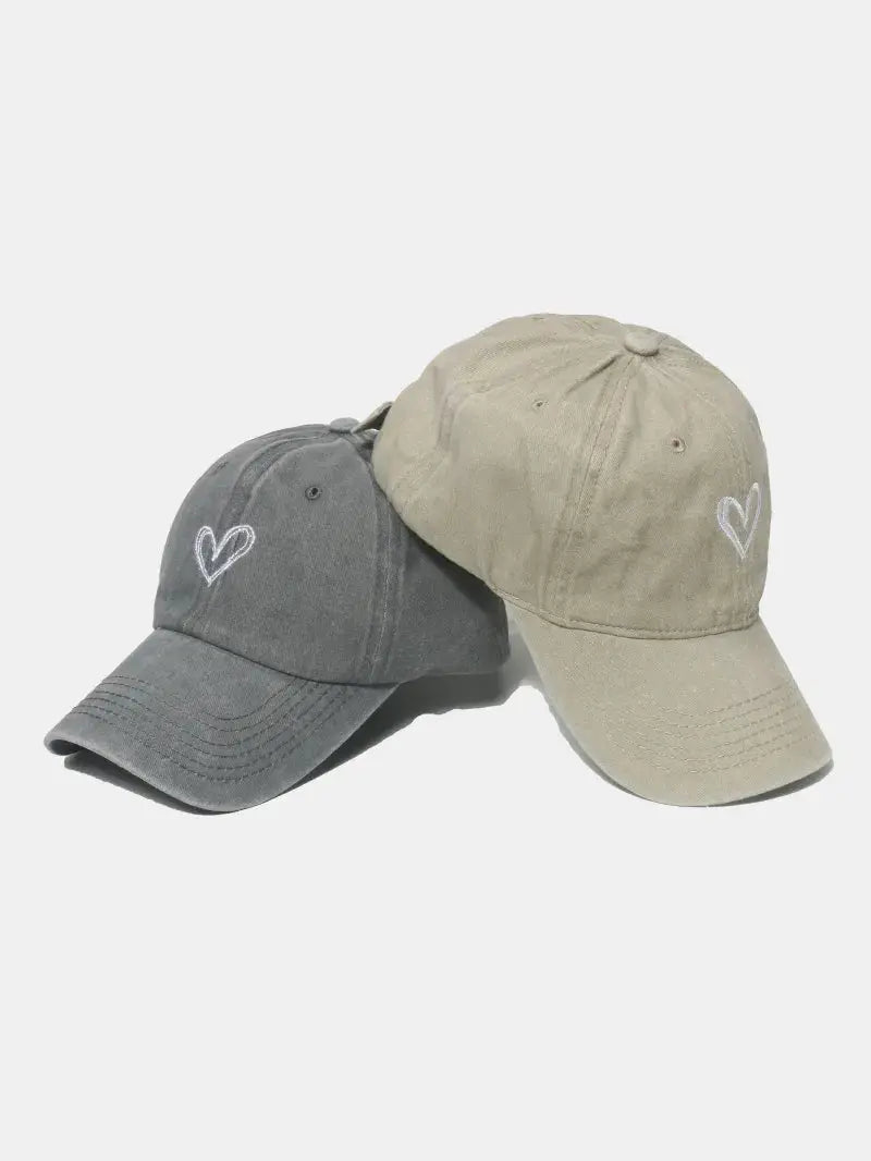 Embroidered Heart Washed Cotton Baseball Cap New Era Fashion LLc