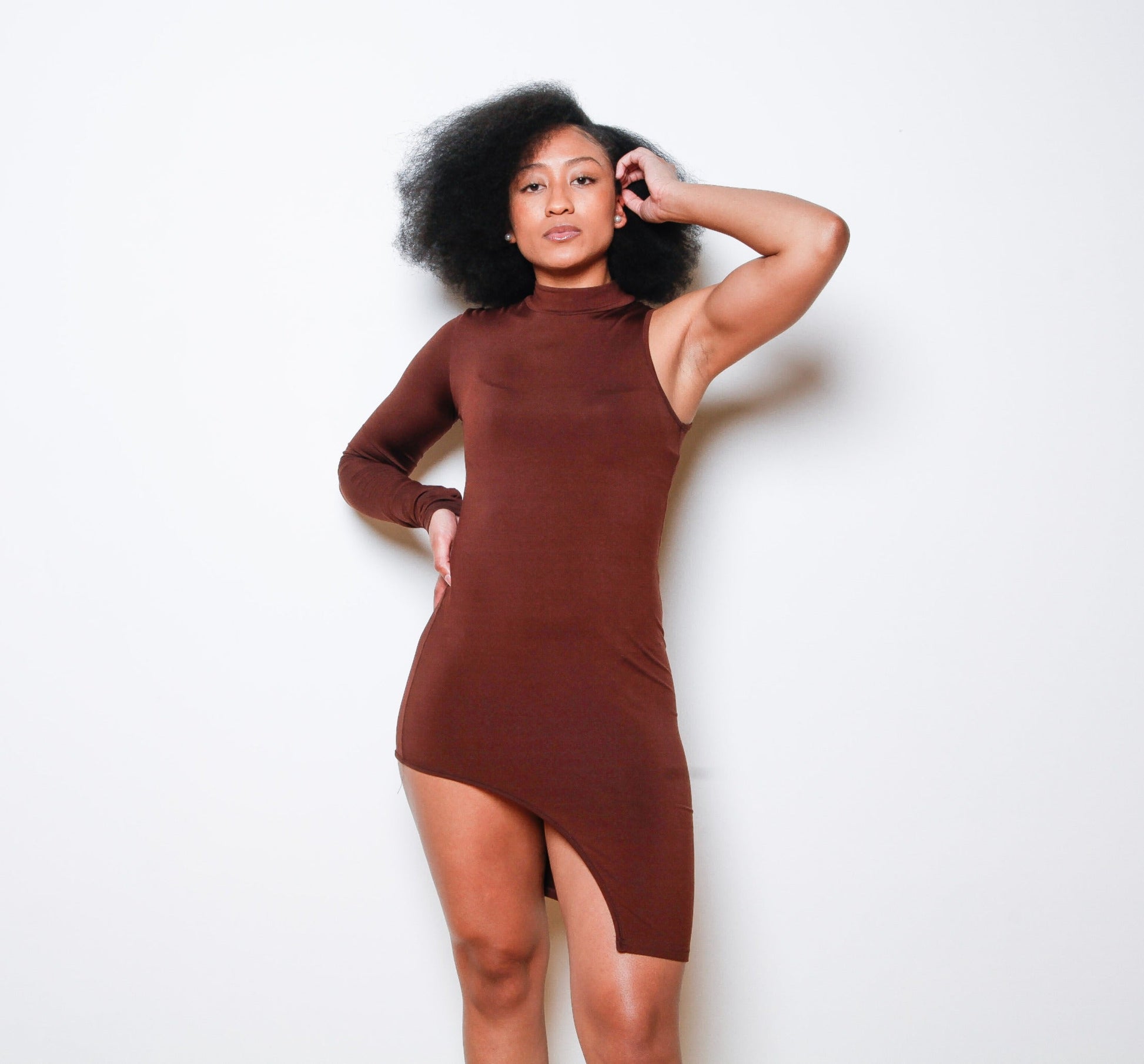 Cindy One Sleeve Midi Dress Porshia By Porshia Banks