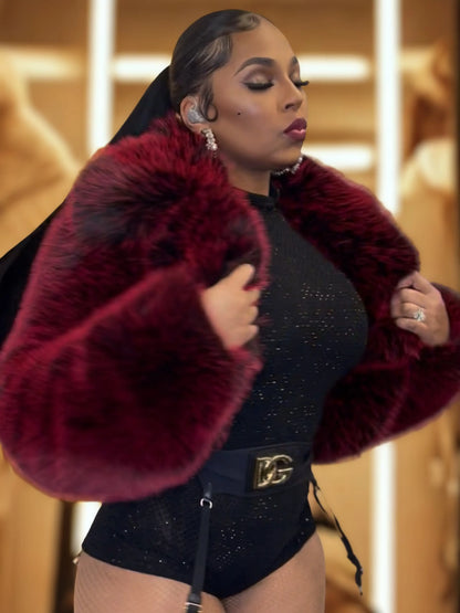 Y2K Fur Jacket - Red Delicious Apple Bottom Jeans