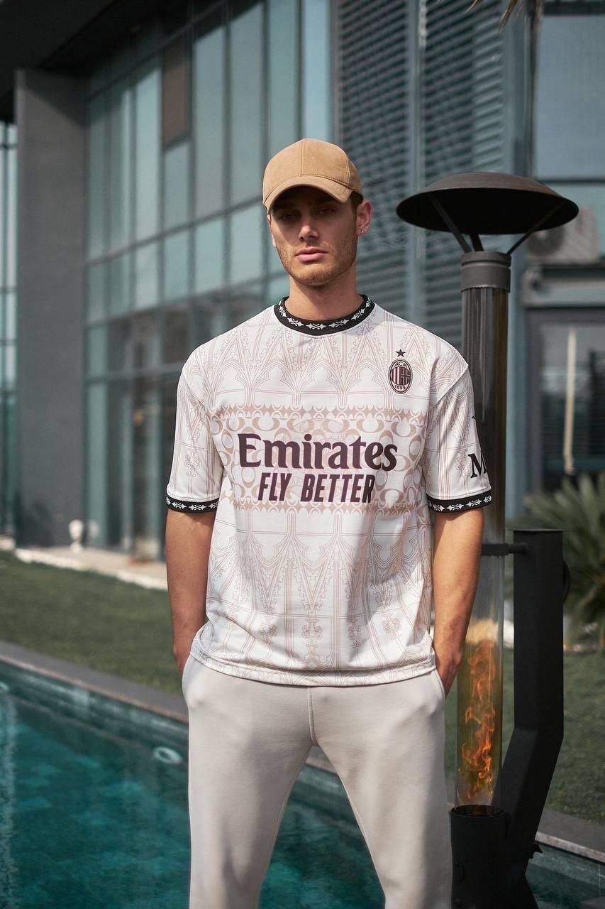 AC Milan Oversized T-shirt with Ribbed Detail Withinblack