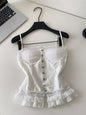 Lace Trimmed Ruffled Hem Tank New Era Fashion LLc