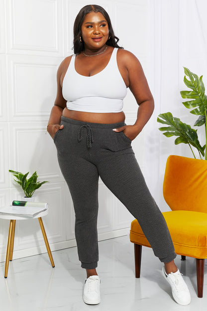 Blumin Apparel Full Size Easy Living Ribbed Joggers New Era Fashion LLc