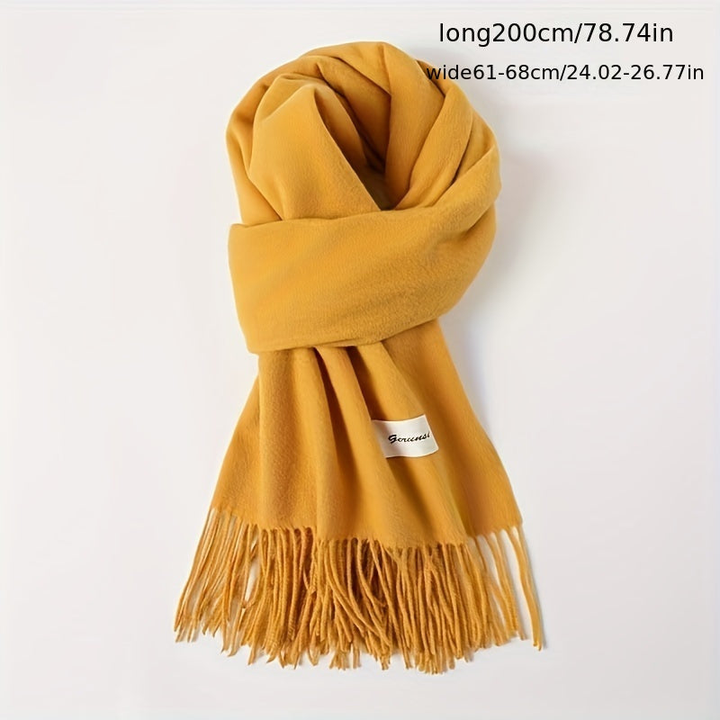 Solid Color Tassel Scarf, Hand Wash Only, Elegant Fringe Shawl for Women, Fashion Accessory NovaCart