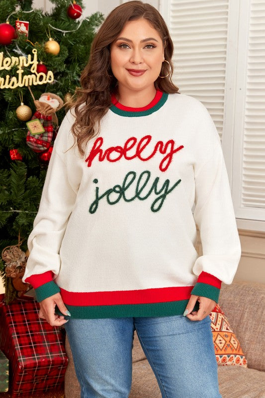 Plus Size Christmas Holly Jolly Colorblock Edge Sw Shop Style & More | Fresh Looks, Everyday Deals & Free Shipping
