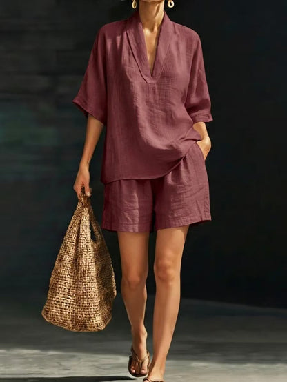 Women's Loose Batwing Sleeve Two-Piece Set – Casual Summer Beach Outfit FitiqueFit
