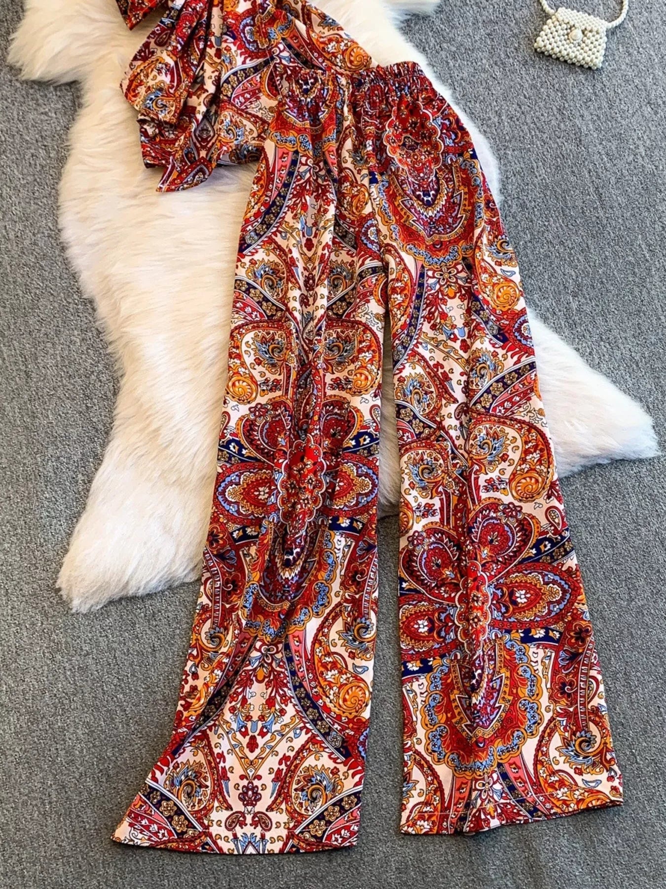 Printed Cami and Wide Leg Pants Set New Era Fashion LLc