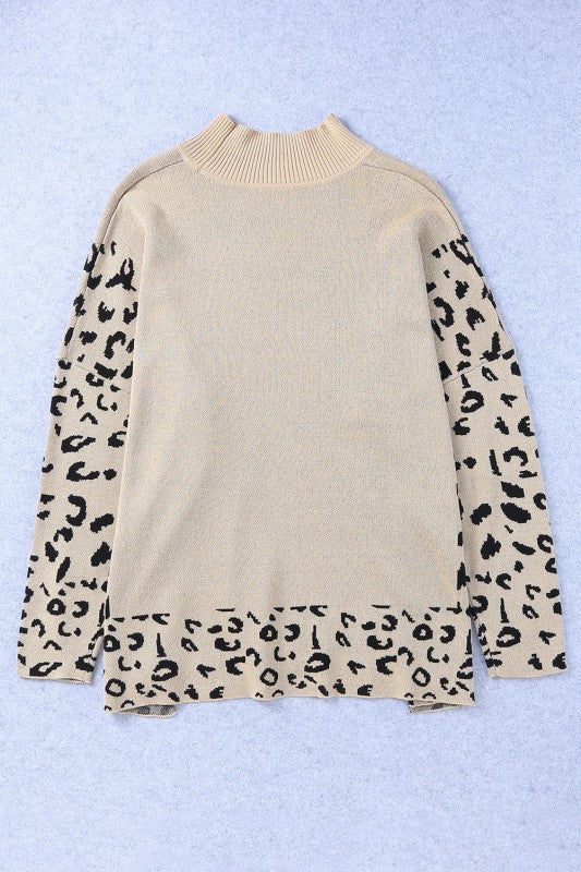 Leopard Mock Neck Side Slit Sweater Shop Style & More | Fresh Looks, Everyday Deals & Free Shipping