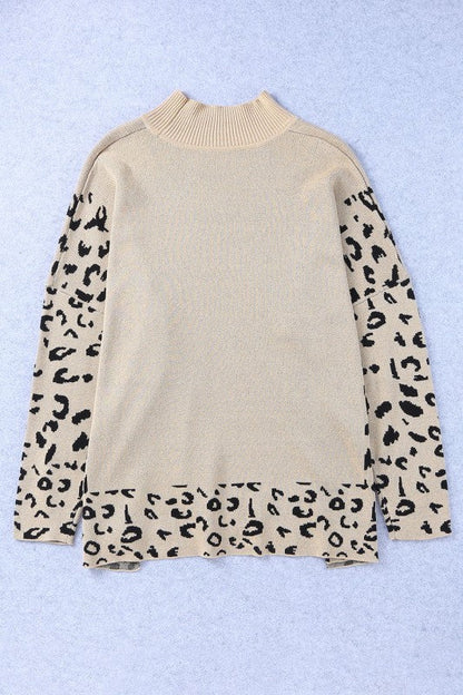 Leopard Mock Neck Side Slit Sweater Shop Style & More | Fresh Looks, Everyday Deals & Free Shipping