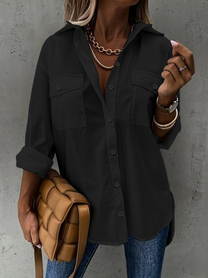 Women’s Casual Long Sleeve Shirt with Pocket FitiqueFit