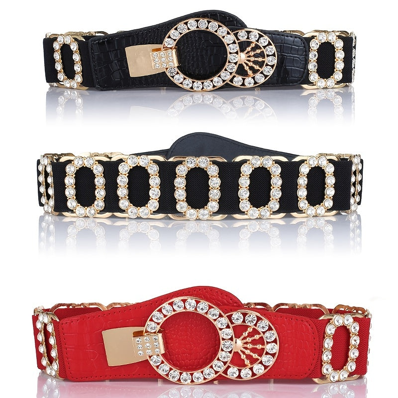 Women's Waist Belt Stretch Belt Women's Loose Elastic Belt Rhinestone Belt For Women NovaCart