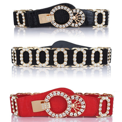 Women's Waist Belt Stretch Belt Women's Loose Elastic Belt Rhinestone Belt For Women NovaCart