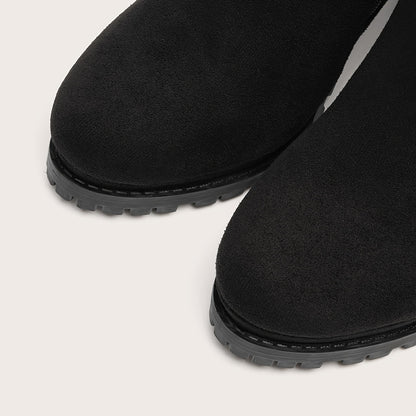 Women's Pointed Toe Short Boots, Tound Toe Side Zipper Chunky Heeled Platform Ankle Boots, Women's Footwear NovaCart
