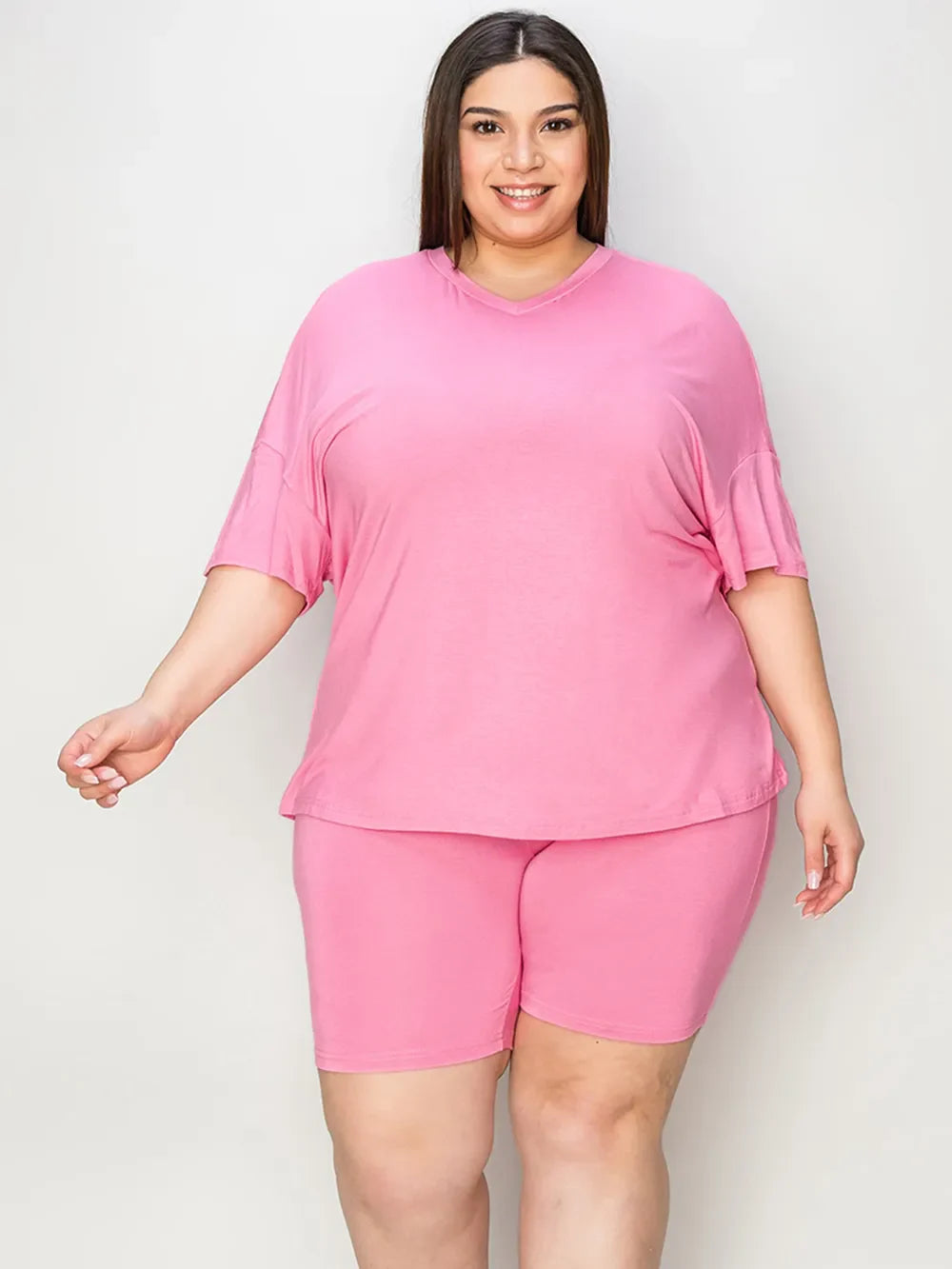 Basic Bae Full Size V-Neck Drop Shoulder T-Shirt and Shorts Set New Era Fashion LLc