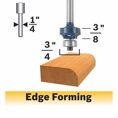 BOSCH 85290MC 1/8 In. x 3/8 In. Carbide-Tipped Roundover Router Bit VM Hardware