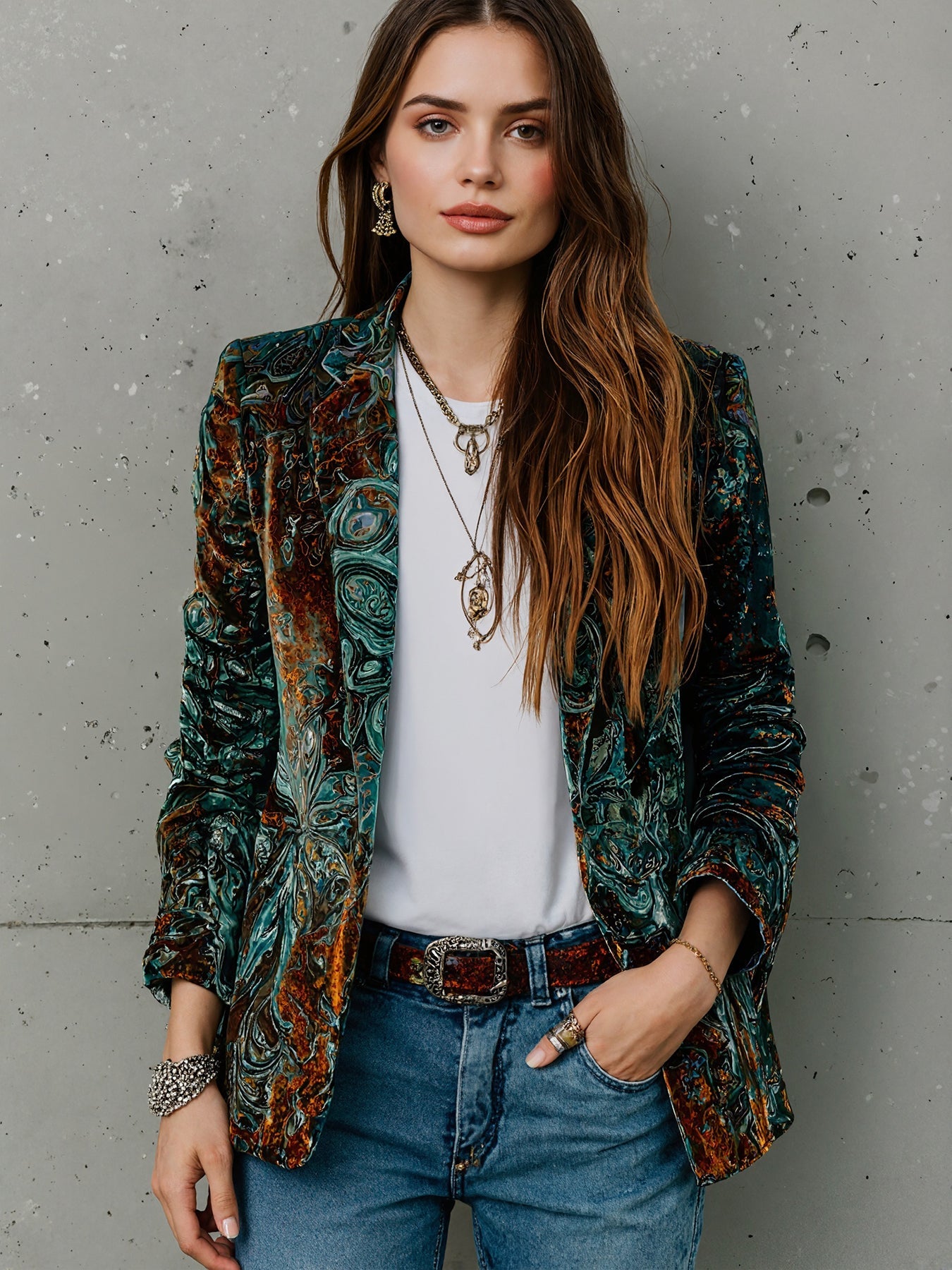 Women’s Printed Suit Jacket with Lining – Autumn Winter Casual Commuter Blazer FitiqueFit