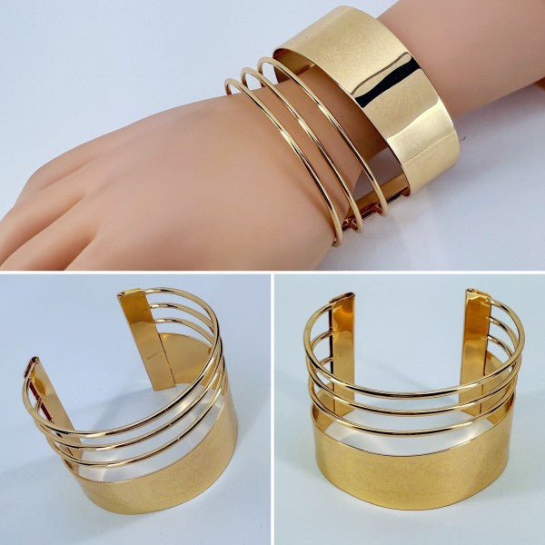 Gold Finish Layered Adjustable Cuff Bracelet Shop Style & More | Fresh Looks, Everyday Deals & Free Shipping