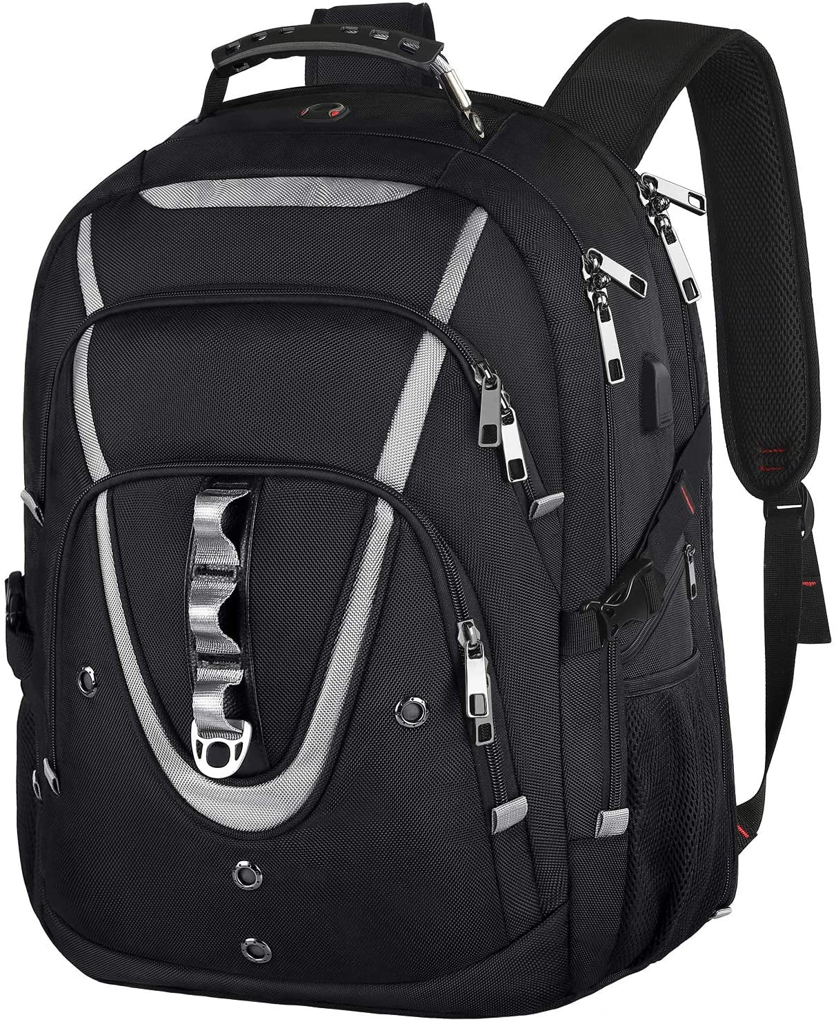 18.4 Laptop Backpack for Men, 55L-60L Extra Large Gaming Laptops Backpack with USB Charger Port, TSA Friendly Flight Approved RFID Anti-Theft Pocket, Water Resistant Suiltable for Travel Business Work