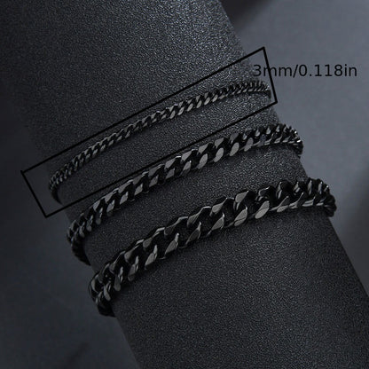 3/5/7/mm Fashion Simple Stainless Steel Cuban Chain Bracelet For Men And Women NovaCart