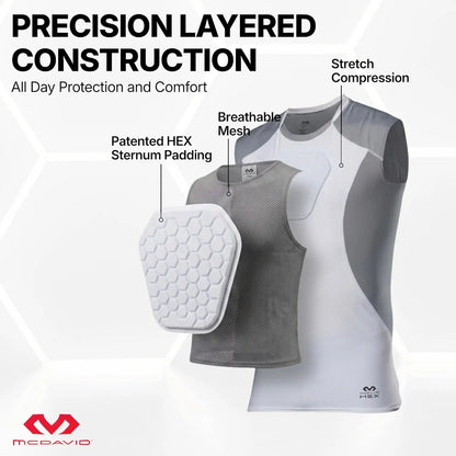 Youth Chest Protector Baseball Heart Guard Sternum Protection Compression Shirt. HEX Padded Shirt