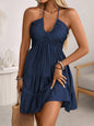Women's Off-Shoulder V-Neck Ruffle Dress – Elegant Strap Style FitiqueFit