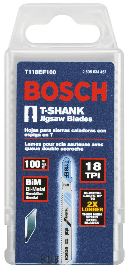 BOSCH T118EF 5pc. 3-5/8 In. 14-18 TPI Flexible for Metal T-Shank Jig Saw Blades VM Hardware