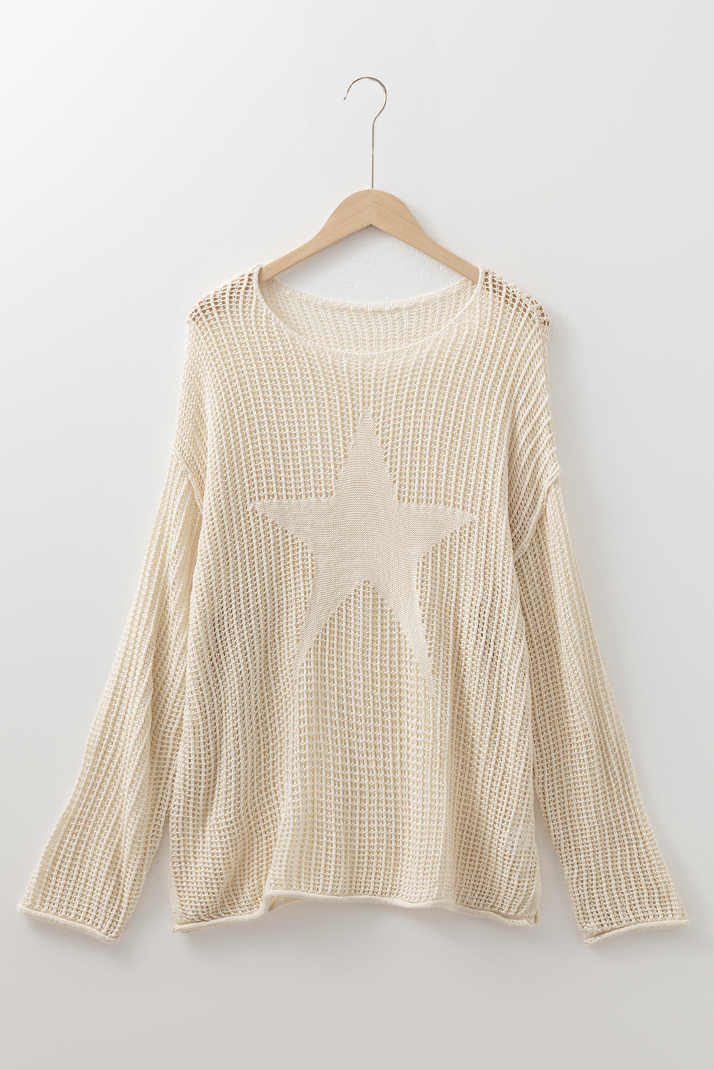 Parchment Hollow Out Knit Star Pattern Accent Plus Size Jumper Garden Naked Curves