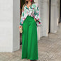 Women's Printed Shirt Wide Leg Pants Fashion Casual Set See size chart under “more details” The Fashion Celestial