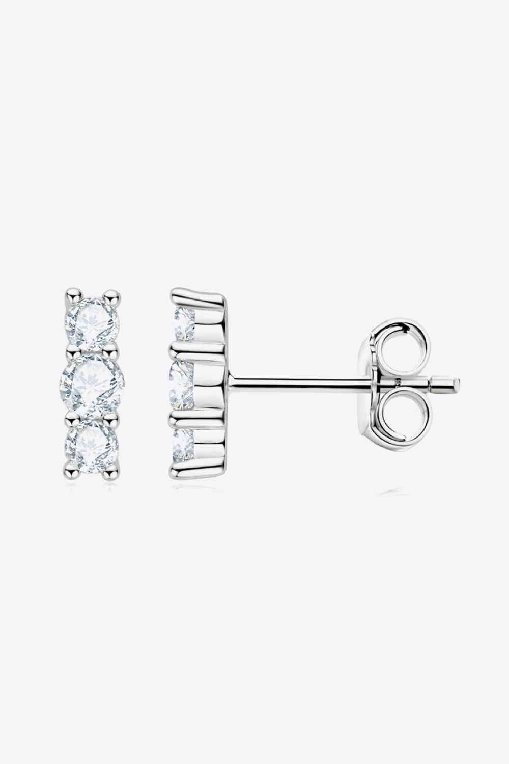 Heartbeat Rhythm Moissanite Stud Earrings – Modern Minimalist Design in 925 Sterling Silver See size chart under “more details” The Fashion Celestial