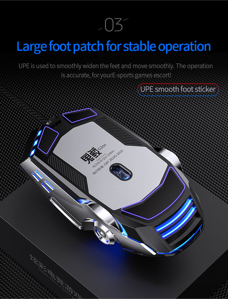 Silvery Carved Wired Mouse for E-Sports Gaming, Silent and Sound Chicken-Eating Mouse Macro for Desktops and Laptops NovaCart