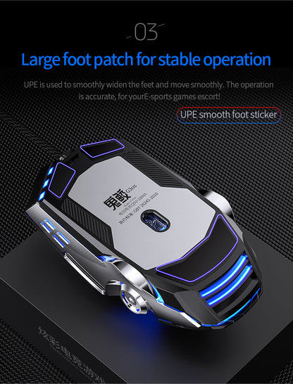 Silvery Carved Wired Mouse for E-Sports Gaming, Silent and Sound Chicken-Eating Mouse Macro for Desktops and Laptops NovaCart