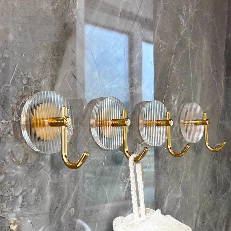 Acrylic Self Adhesive Hooks Wall Hook Home Décor Bathroom Towel Hooks Rack Hanging Coat Hanger Door Back Keys Hanger Bag Holder Wall Hanger Storage Organizer for Living Room Bedroom Wall Door Stevvex