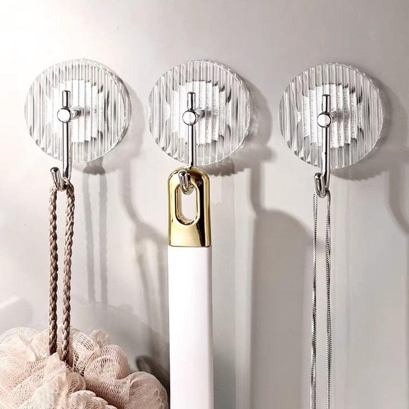 Acrylic Self Adhesive Hooks Wall Hook Home Décor Bathroom Towel Hooks Rack Hanging Coat Hanger Door Back Keys Hanger Bag Holder Wall Hanger Storage Organizer for Living Room Bedroom Wall Door Stevvex