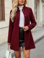 Women’s Elegant Stand Collar Slim Jacket – Button Front A-Swing Long Sleeve Coat FitiqueFit
