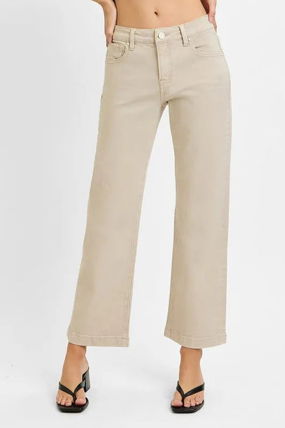 RISEN Full Size Tummy Control Mid Rise Ankle Straight Jeans Plus Size West2East Surf