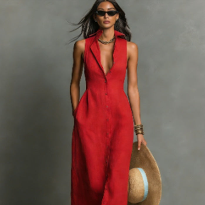 Women's Casual Polyester Midi Dress FitiqueFit