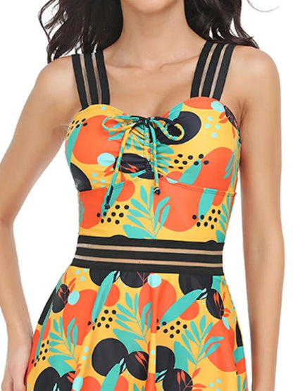 Ruched Printed Sweetheart Neck Two-Piece Swim Set New Era Fashion LLc