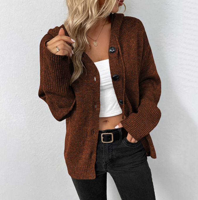 Women’s Button-Down Hoodie Cardigan Sweater Coat FitiqueFit