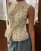 Lace Crochet Stand Collar Slim-Fit Sleeveless Top – 3 Colors, S–L FitiqueFit
