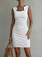 Women's Solid Color Sleeveless Knit Midi Dress – Casual One-Piece FitiqueFit